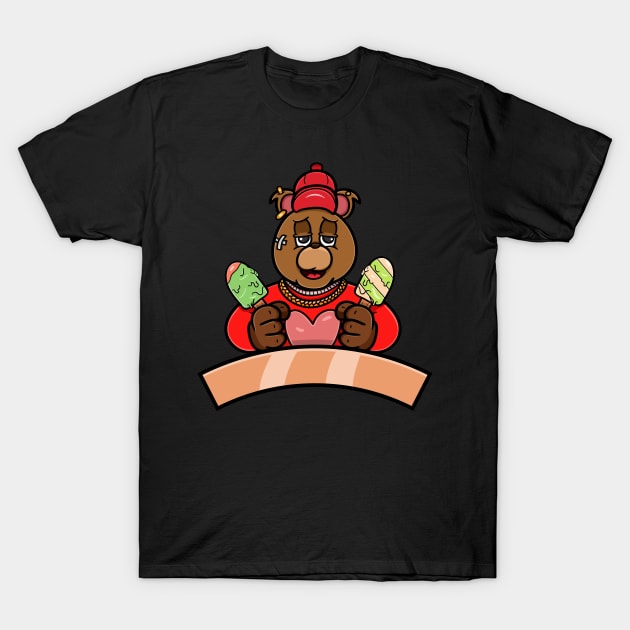 Bear Ice Creams Cartoon Mascot T-Shirt by tedykurniawan12